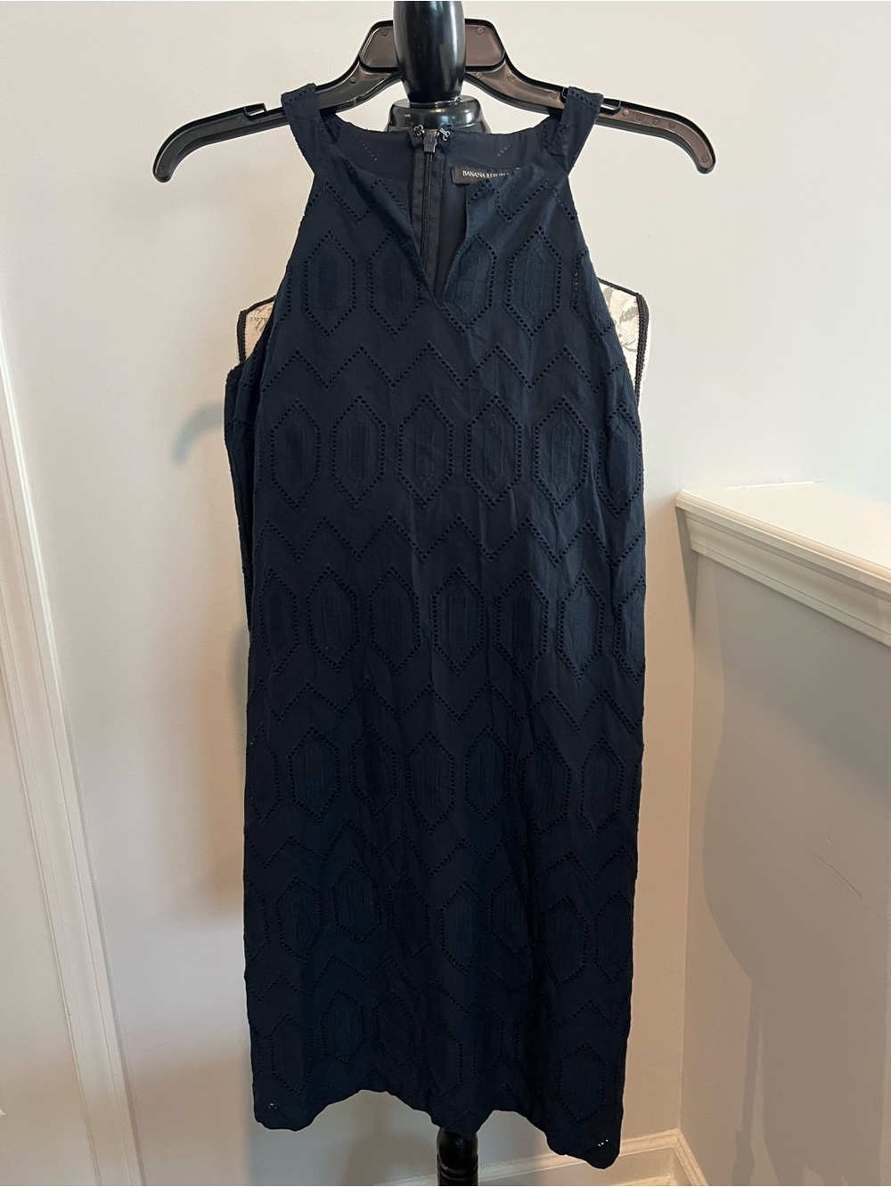 Banana Republic Navy Eyelet Midi Dress